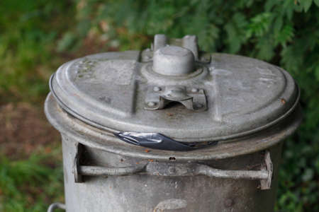 Top of a metal Waste Binの写真素材