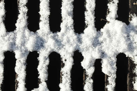 Canal Lid in winter with Snowの写真素材