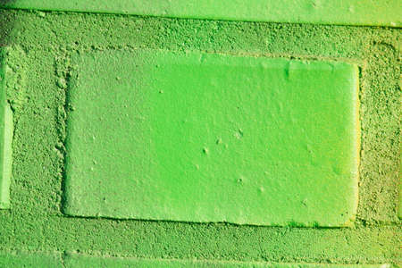 green painted brick wallの写真素材