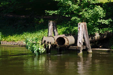 old canal pipes on River