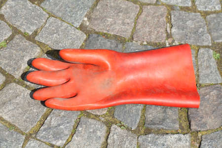 red working gloveの写真素材