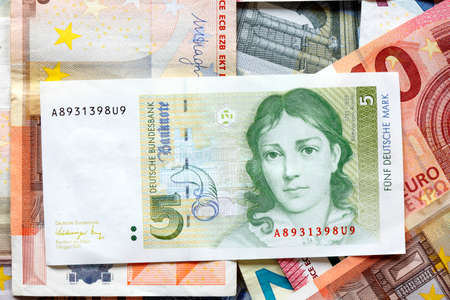 Old Five Deutschmark Banknote, Billの写真素材