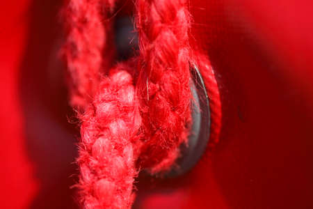 red  colored rope on a tentの写真素材