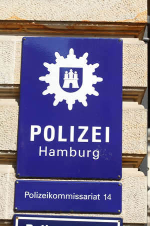 Police Sign with coat of Arms from the Police of the City Hamburgの写真素材