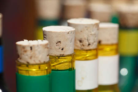 bottle corks on bottles in a souvenier shopの写真素材