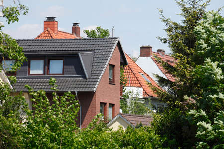 Residential  House with green treesの写真素材