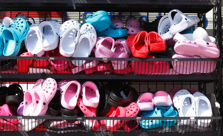 Summer  Shoes at a shoe standの写真素材