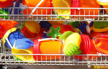 Colorful Plastic Toys in a toy storeの写真素材