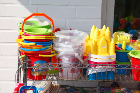 Colorful Plastic Toys, Plastic bucketsの写真素材