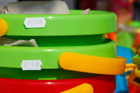 Colorful Plastic Toys, Plastic bucketsの写真素材