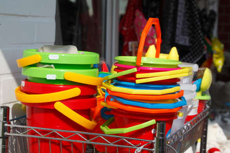 Colorful Plastic Toys, Plastic bucketsの写真素材