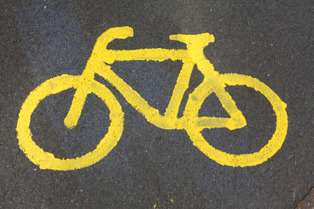 Street mark yellow Bike Pathの写真素材