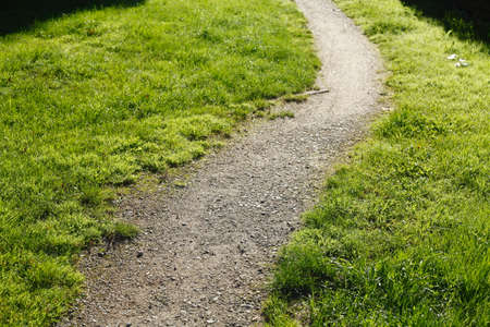 Grit way, footpath and meadowの写真素材