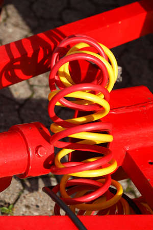 colorful red and yellow electric cablesの写真素材