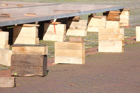 brown wooden logs as supporting elements