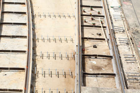 streetcar rail tracks,  rail construction works,