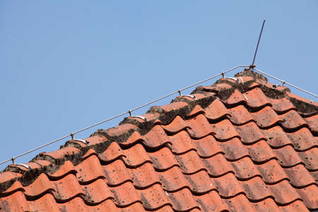 red brick stones of a house roof