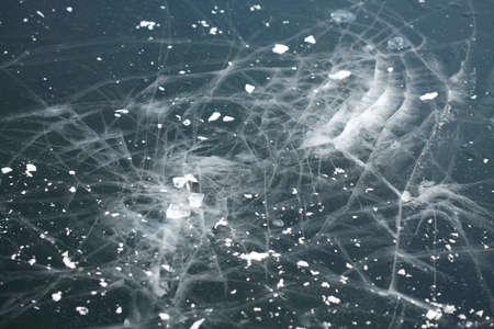 ice cover on an icebound lake 