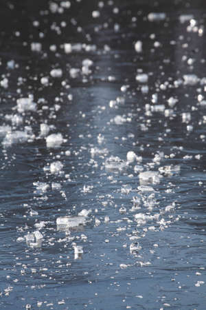 ice cover on an icebound lake 