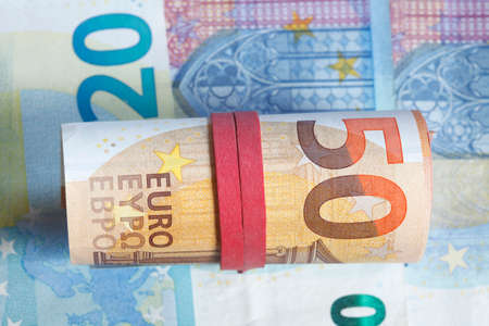 Monetary role, euronotes with elastic band Tied together 