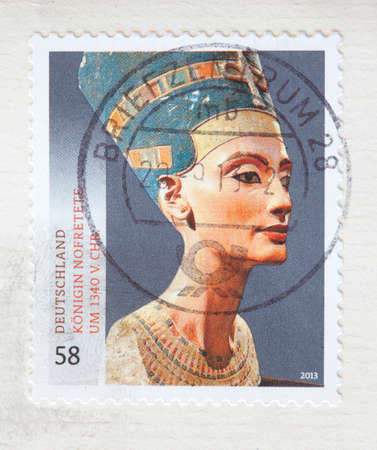 German stamped Postage Stamp Nofretete on a Envelopeのeditorial素材