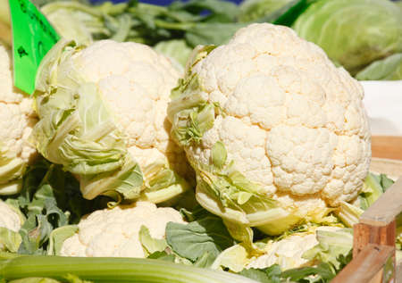 Cauliflowers on a Market Stallの写真素材