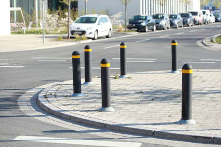 Posts, bollards, street bollards on a footpath, Germany, Europeの写真素材