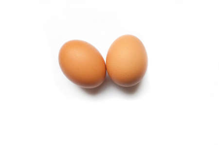 Two eggs on white backgroundの写真素材