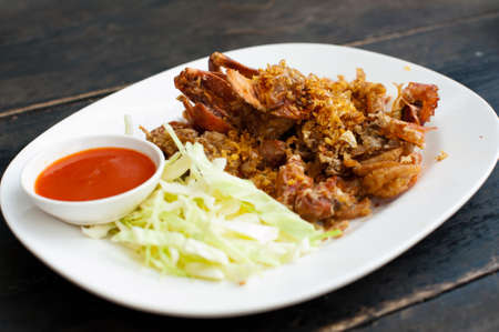 Fried crab  Thai food  の写真素材