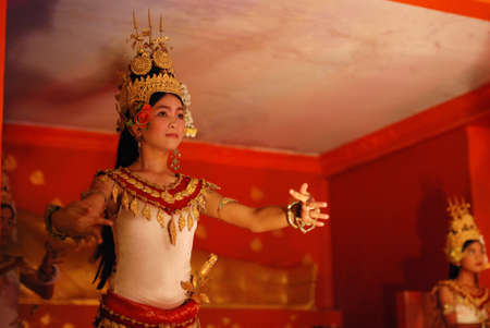 SIEM REAP, CAMBODIA - MAY 3   Khmer classical dancers performing in full traditional costume May 3, 2009 in Siem Reap, Cambodia Angkor Wat is the most visited place in Cambodia  のeditorial素材