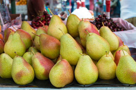 Fresh pears in the marketの写真素材