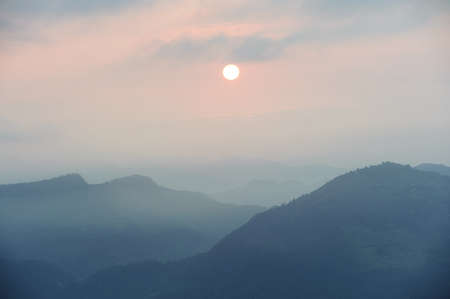 Sunrise and the mountains の写真素材