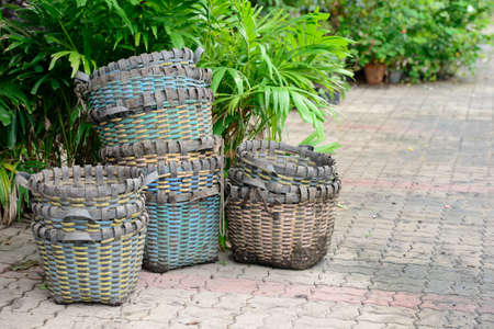 The baskets in the garden の写真素材