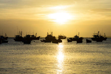 Sunset at fishing village, Mui Ne, Vietnam