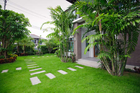 Modern house in the garden