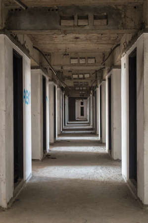 Path in abandon towerの写真素材