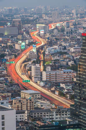 Light trail on the street of Bangkokのeditorial素材