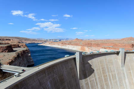 Lake Powell and Glen Canyon Dam in the Desert of ArizonaUnited Statesの写真素材