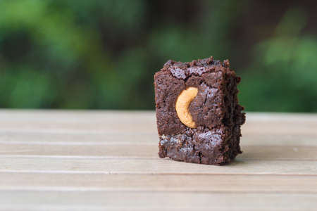 chocolate brownie and cashew cupcake, fresh homemadeの写真素材