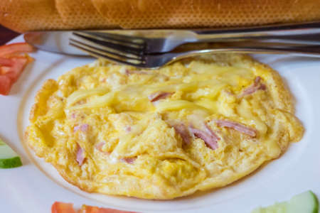 Homemade Ham and Cheese Omeletteの写真素材