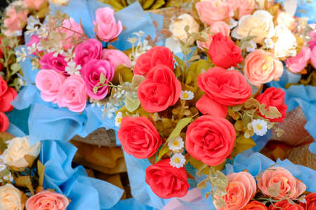Bouquet of roses sold in the marketの写真素材