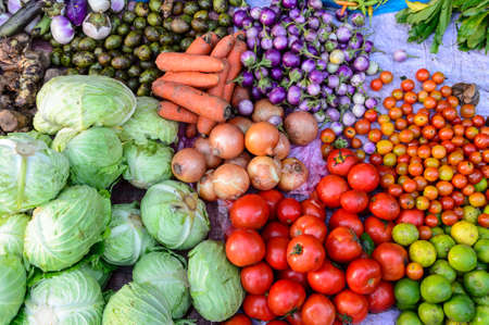 Fresh and organic vegetables at farmers marketの写真素材