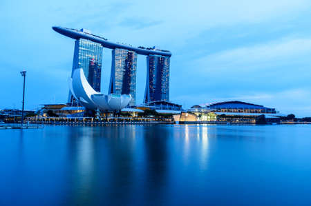 SINGAPORE - NOV 22, 2016: The Marina Bay Sands Resort Hotel on Nov 22, 2016 in Singapore. It is an integrated resort and the world's most expensive standalone casino property at S$8 billion.のeditorial素材