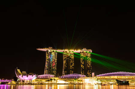SINGAPORE - NOV 22, 2016: The Marina Bay Sands Resort Hotel on Nov 22, 2016 in Singapore. It is an integrated resort and the world's most expensive standalone casino property at S$8 billion.のeditorial素材