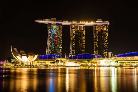 SINGAPORE - NOV 22, 2016: The Marina Bay Sands Resort Hotel on Nov 22, 2016 in Singapore. It is an integrated resort and the world's most expensive standalone casino property at S$8 billion.のeditorial素材