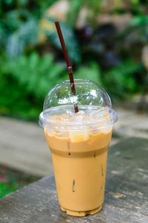 Ice coffee in the cupの写真素材
