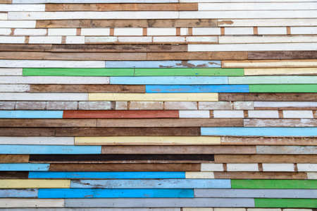 Colorful striped wooden wallの写真素材