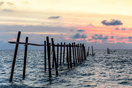 Old bridge in the seaの写真素材