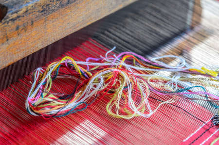 Thai silk produced by traditional loomの写真素材