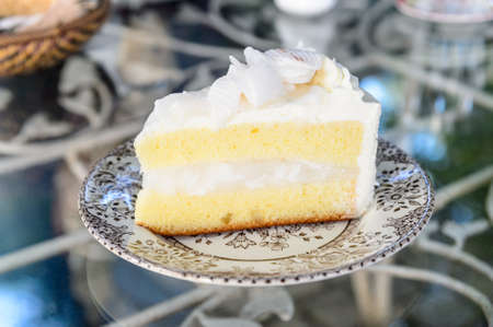 Homemade Coconut cake on the tableの写真素材